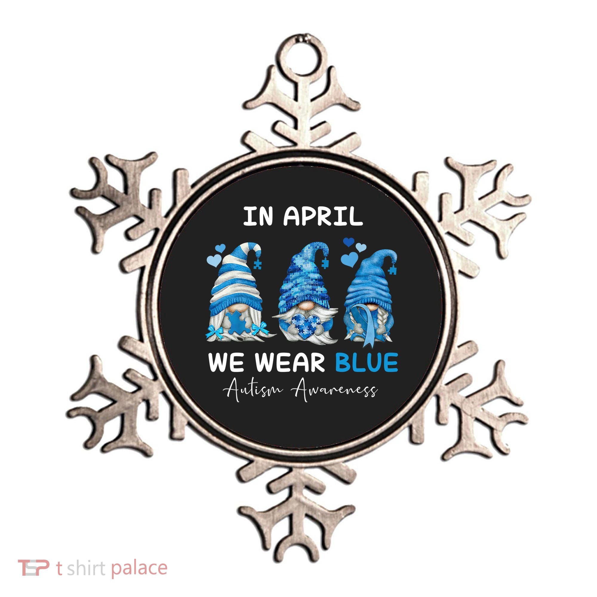 In April We Wear Blue Autism Awareness With Gnome Ornament