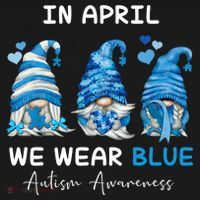 In April We Wear Blue Autism Awareness With Gnome Ornament thumb 1