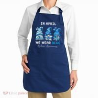 In April We Wear Blue Autism Awareness With Gnome Apron thumb 2