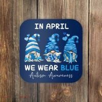 In April We Wear Blue Autism Awareness With Gnome Coaster thumb 0