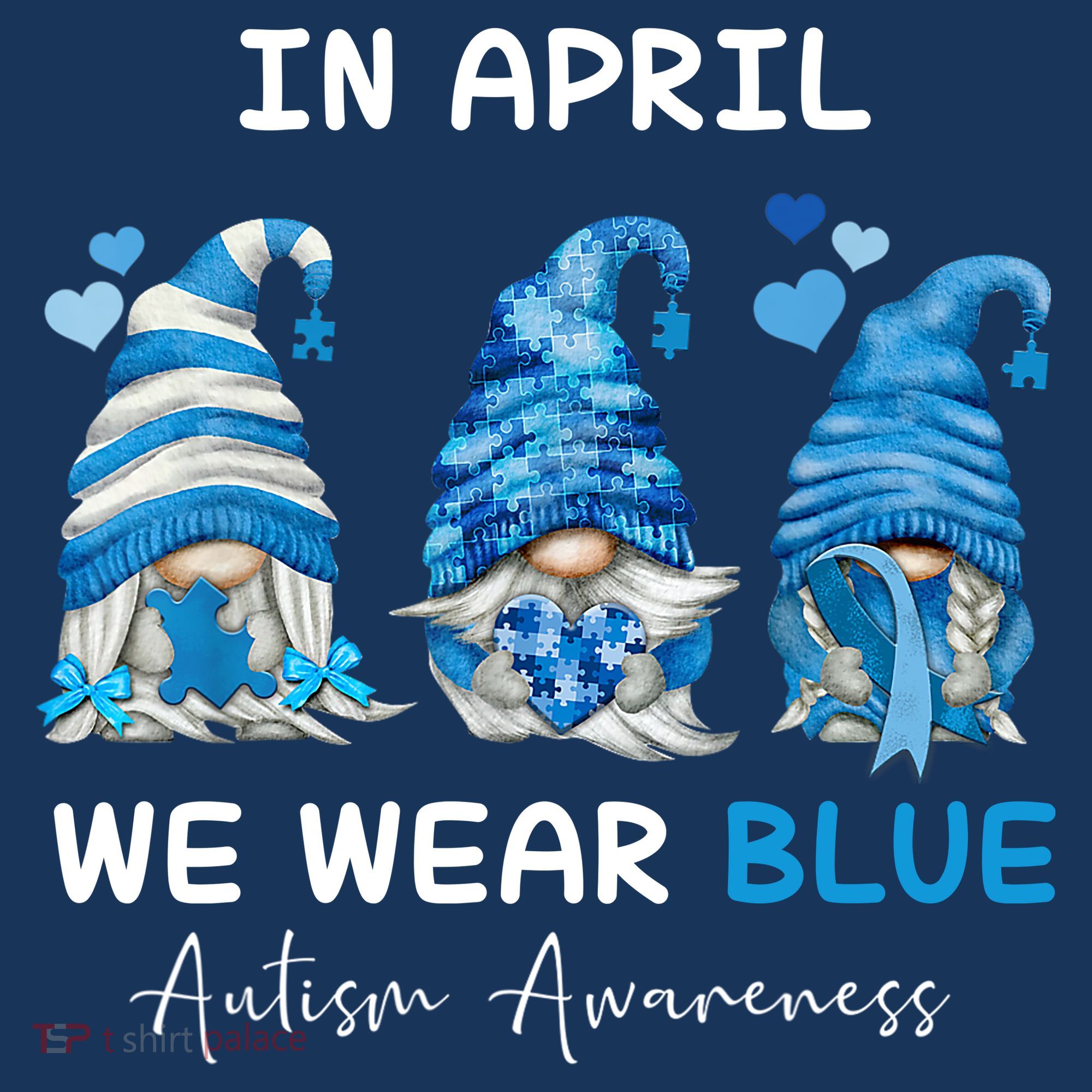 In April We Wear Blue Autism Awareness With Gnome Women's Hoodie