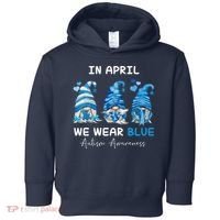 In April We Wear Blue Autism Awareness With Gnome Toddler Hoodie thumb 0