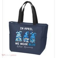 In April We Wear Blue Autism Awareness With Gnome Tote Bag thumb 3
