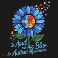 In April We Wear Blue For Autism Awareness Puzzle Sunflower Apron thumb 3