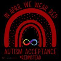 In April We Wear Red Autism Acceptance Red Instead Rainbow Coffee Mug thumb 5