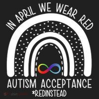 In April We Wear Red Autism Acceptance Red Instead Rainbow Beanie thumb 2