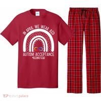 In April We Wear Red Autism Acceptance Red Instead Rainbow Pajama Set thumb 0