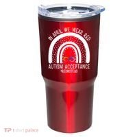 In April We Wear Red Autism Acceptance Red Instead Rainbow Tumbler thumb 0