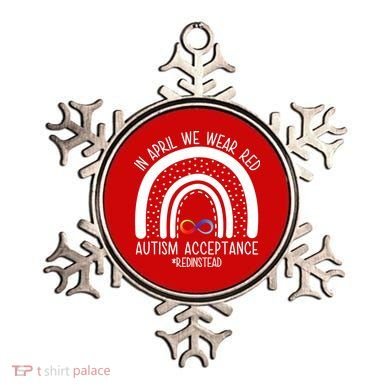 In April We Wear Red Autism Acceptance Red Instead Rainbow Ornament