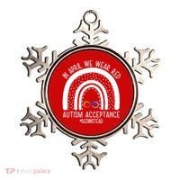 In April We Wear Red Autism Acceptance Red Instead Rainbow Ornament thumb 0