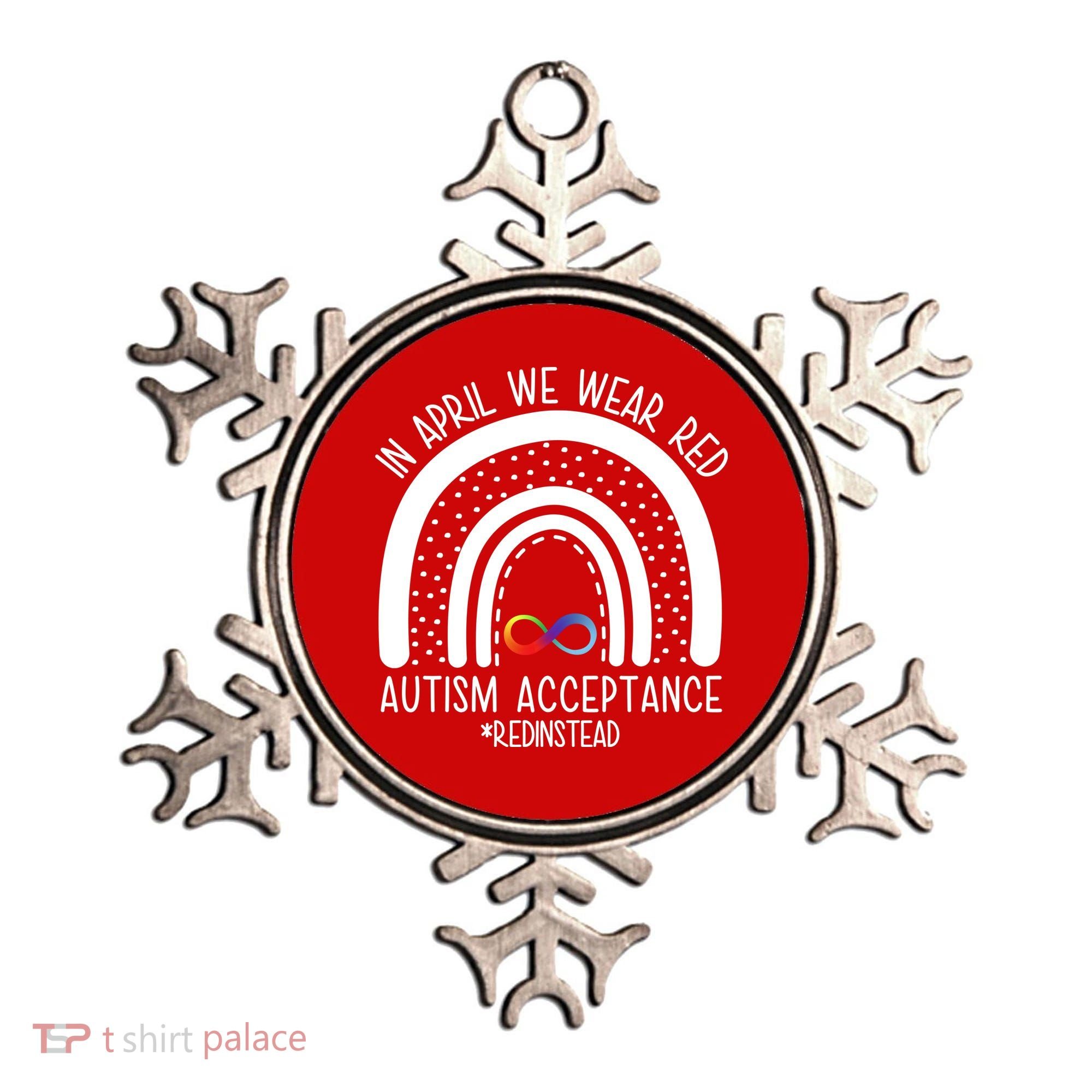 In April We Wear Red Autism Acceptance Red Instead Rainbow Ornament