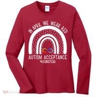 In April We Wear Red Autism Acceptance Red Instead Rainbow Women's Long Sleeve Shirt thumb 0