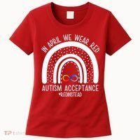 In April We Wear Red Autism Acceptance Red Instead Rainbow Women's T-Shirt thumb 0