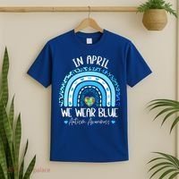 In April We Wear Blues Autism Awareness Month T-Shirt thumb 2