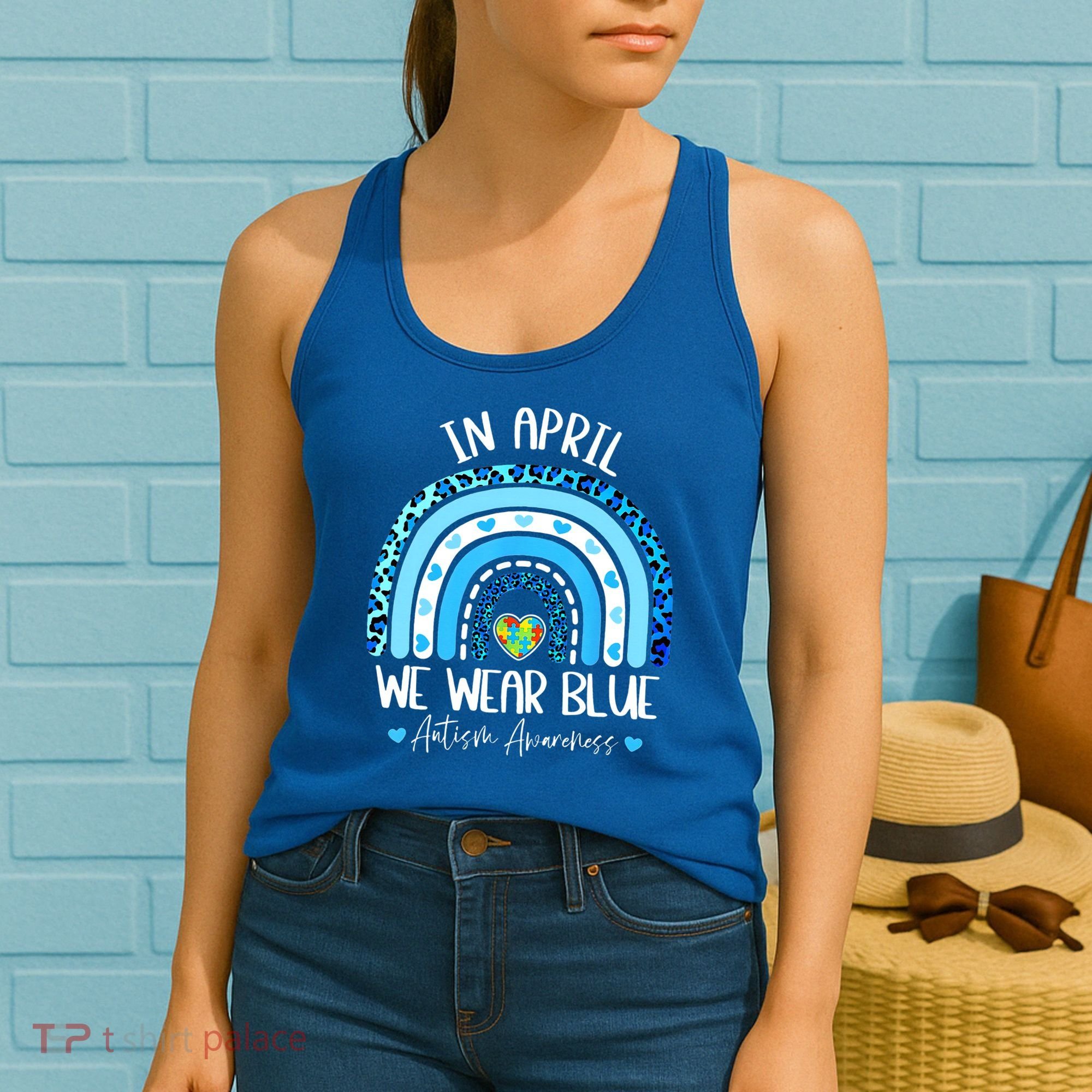 In April We Wear Blues Autism Awareness Month Women's Tank Top