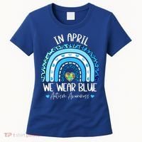 In April We Wear Blues Autism Awareness Month Women's T-Shirt thumb 0