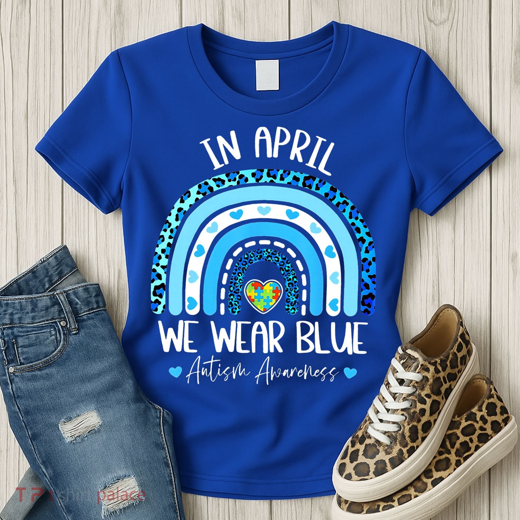In April We Wear Blues Autism Awareness Month Women's T-Shirt