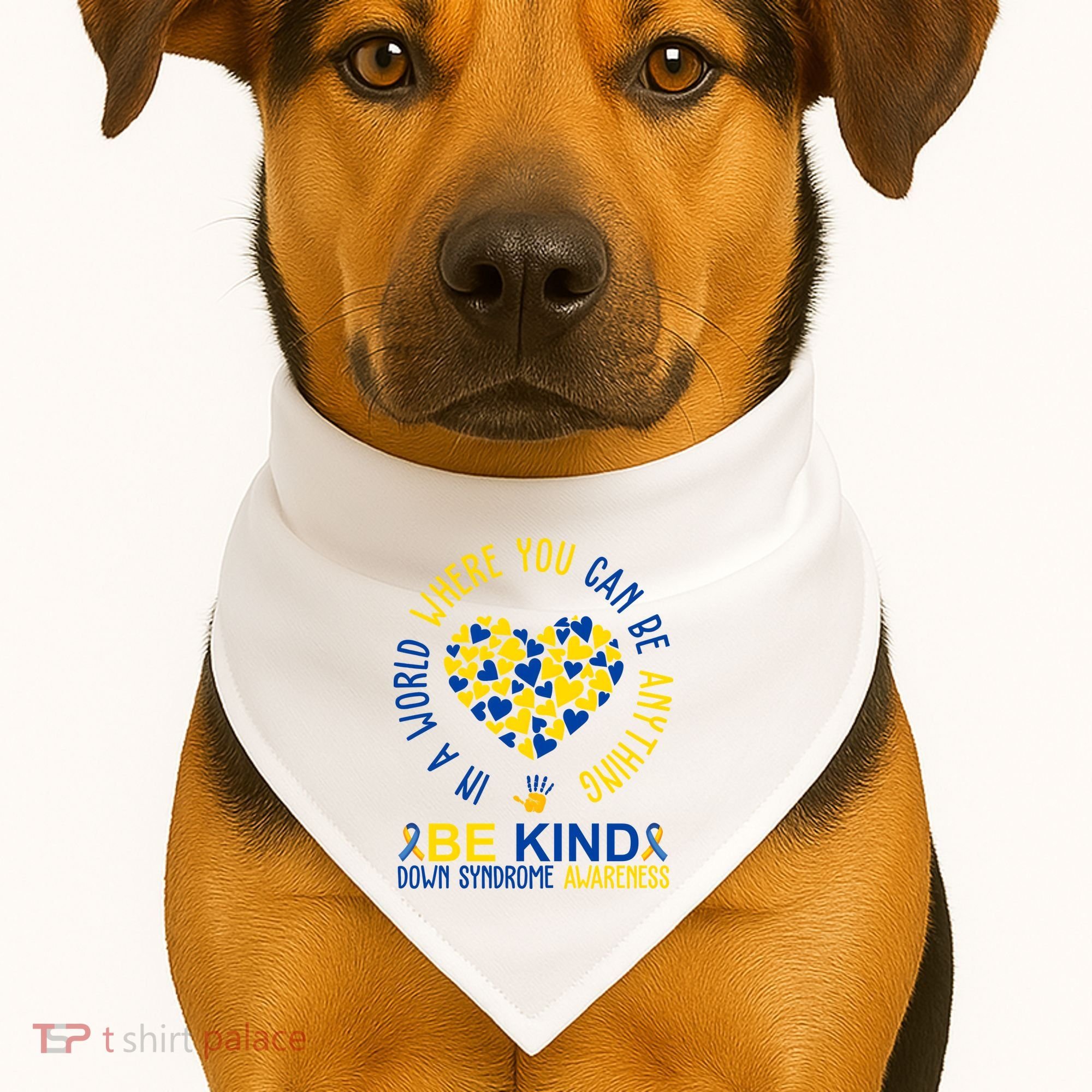 In A World Where You Can Be Anything Be Kind Down Syndrome USA-Made Doggie Bandana