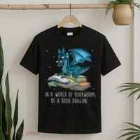 In A World Full Of Bookworms Be A Book Dragon T-Shirt thumb 2