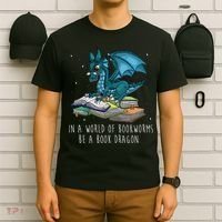 In A World Full Of Bookworms Be A Book Dragon T-Shirt thumb 6