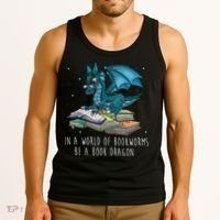 In A World Full Of Bookworms Be A Book Dragon Tank Top thumb 3