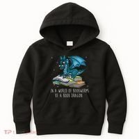 In A World Full Of Bookworms Be A Book Dragon Kids Hoodie thumb 0