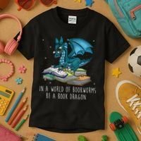 In A World Full Of Bookworms Be A Book Dragon Kids T-Shirt thumb 3