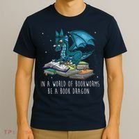 In A World Full Of Bookworms Be A Book Dragon T-Shirt thumb 3