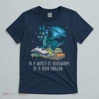 In A World Full Of Bookworms Be A Book Dragon T-Shirt thumb 5
