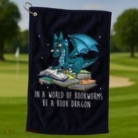 In A World Full Of Bookworms Be A Book Dragon Golf Towel thumb 1