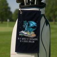 In A World Full Of Bookworms Be A Book Dragon Golf Towel thumb 2