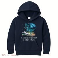 In A World Full Of Bookworms Be A Book Dragon Kids Hoodie thumb 0