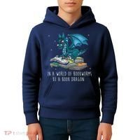 In A World Full Of Bookworms Be A Book Dragon Kids Hoodie thumb 4
