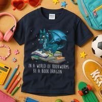 In A World Full Of Bookworms Be A Book Dragon Kids T-Shirt thumb 3
