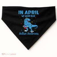 In April We Wear Blue Autism Awareness  USA-Made Doggie Bandana thumb 0
