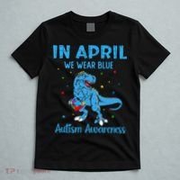 In April We Wear Blue Autism Awareness  T-Shirt thumb 5