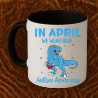 In April We Wear Blue Autism Awareness  Coffee Mug thumb 2