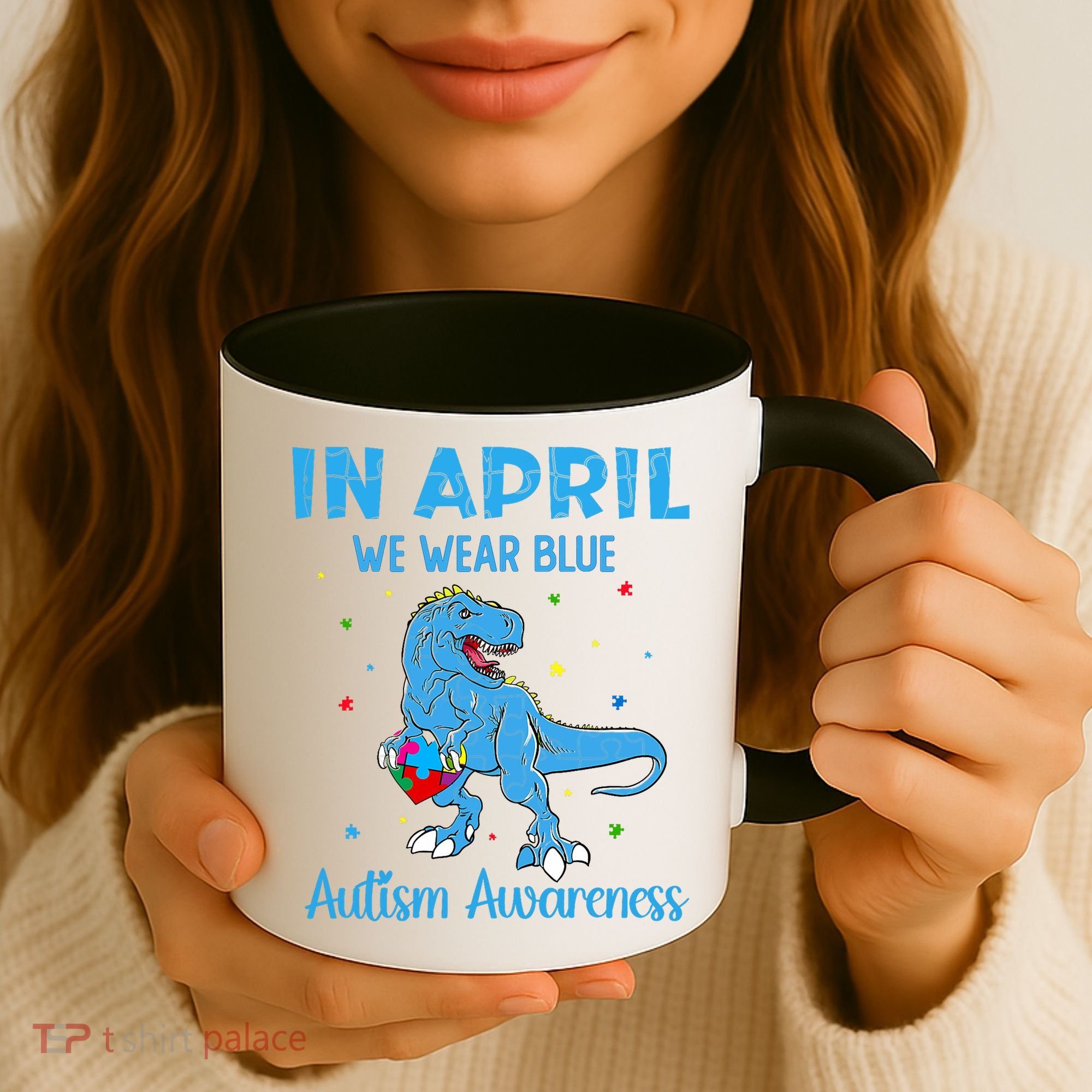 In April We Wear Blue Autism Awareness  Coffee Mug