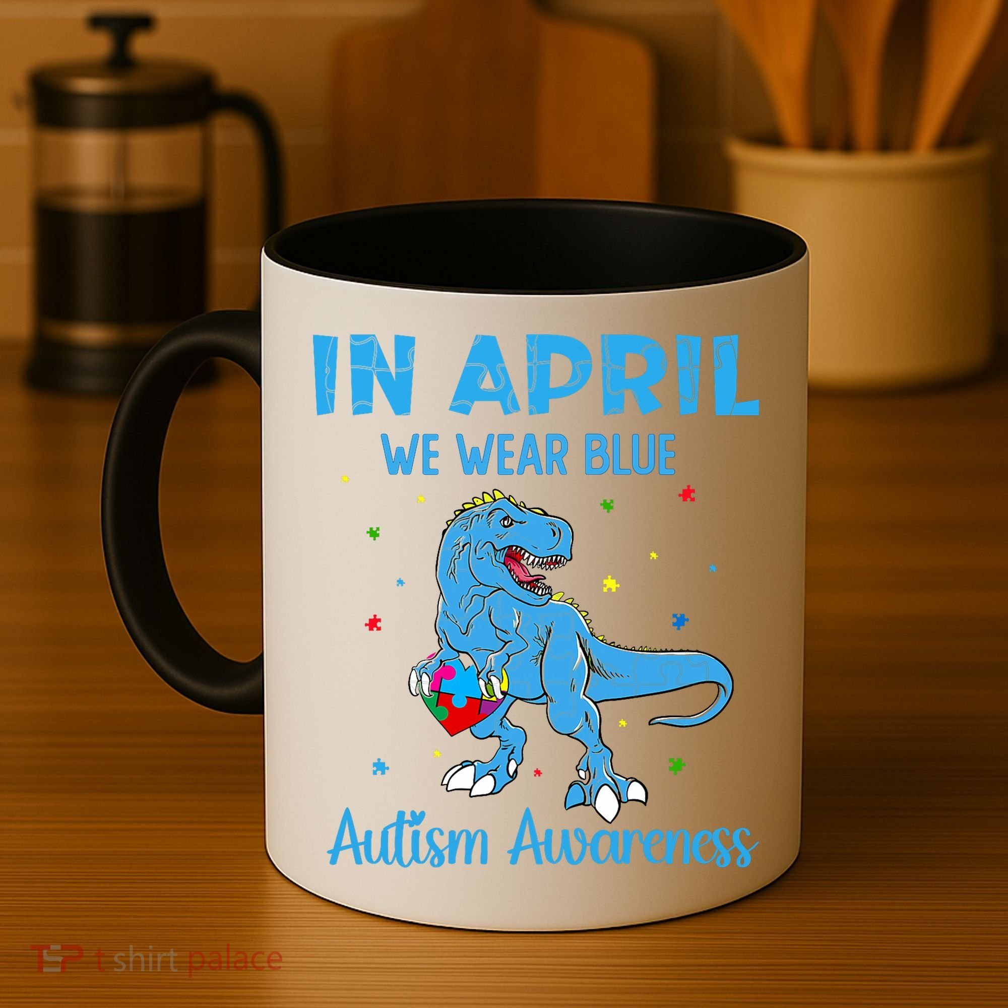 In April We Wear Blue Autism Awareness  Coffee Mug