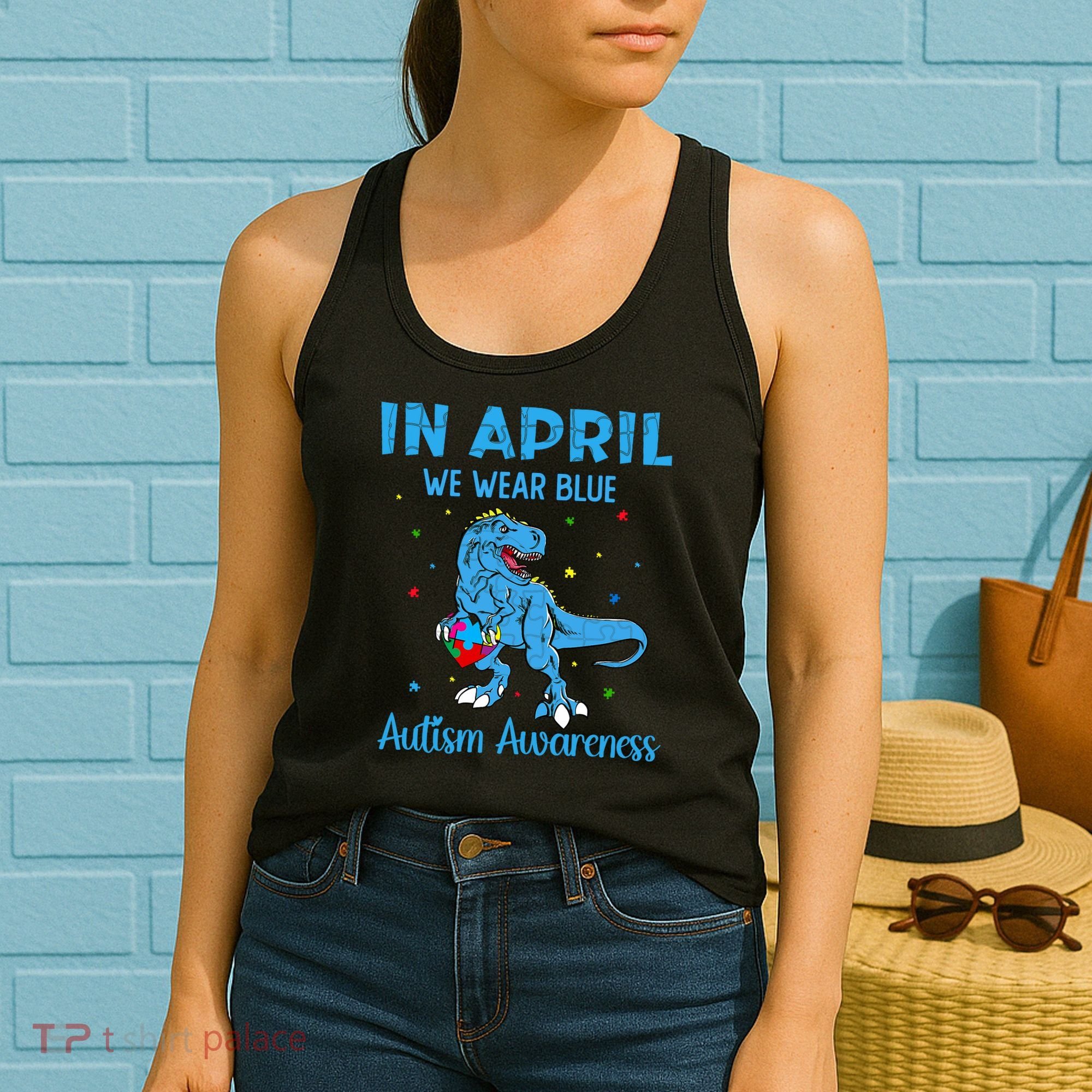 In April We Wear Blue Autism Awareness  Women's Tank Top