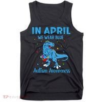 In April We Wear Blue Autism Awareness  Tank Top thumb 0