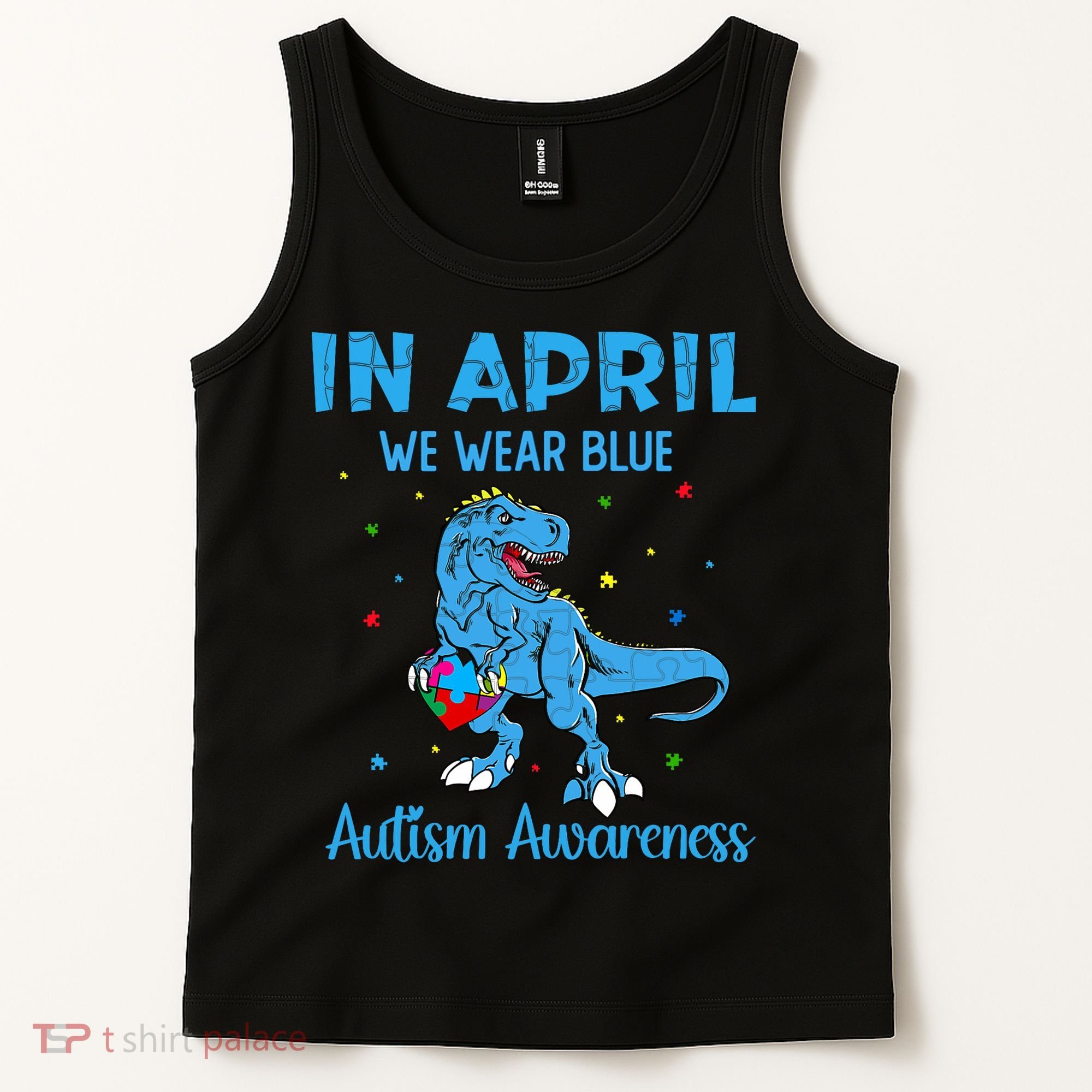 In April We Wear Blue Autism Awareness  Tank Top