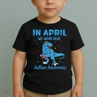 In April We Wear Blue Autism Awareness  Toddler T-Shirt thumb 2