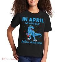 In April We Wear Blue Autism Awareness  Kids T-Shirt thumb 2