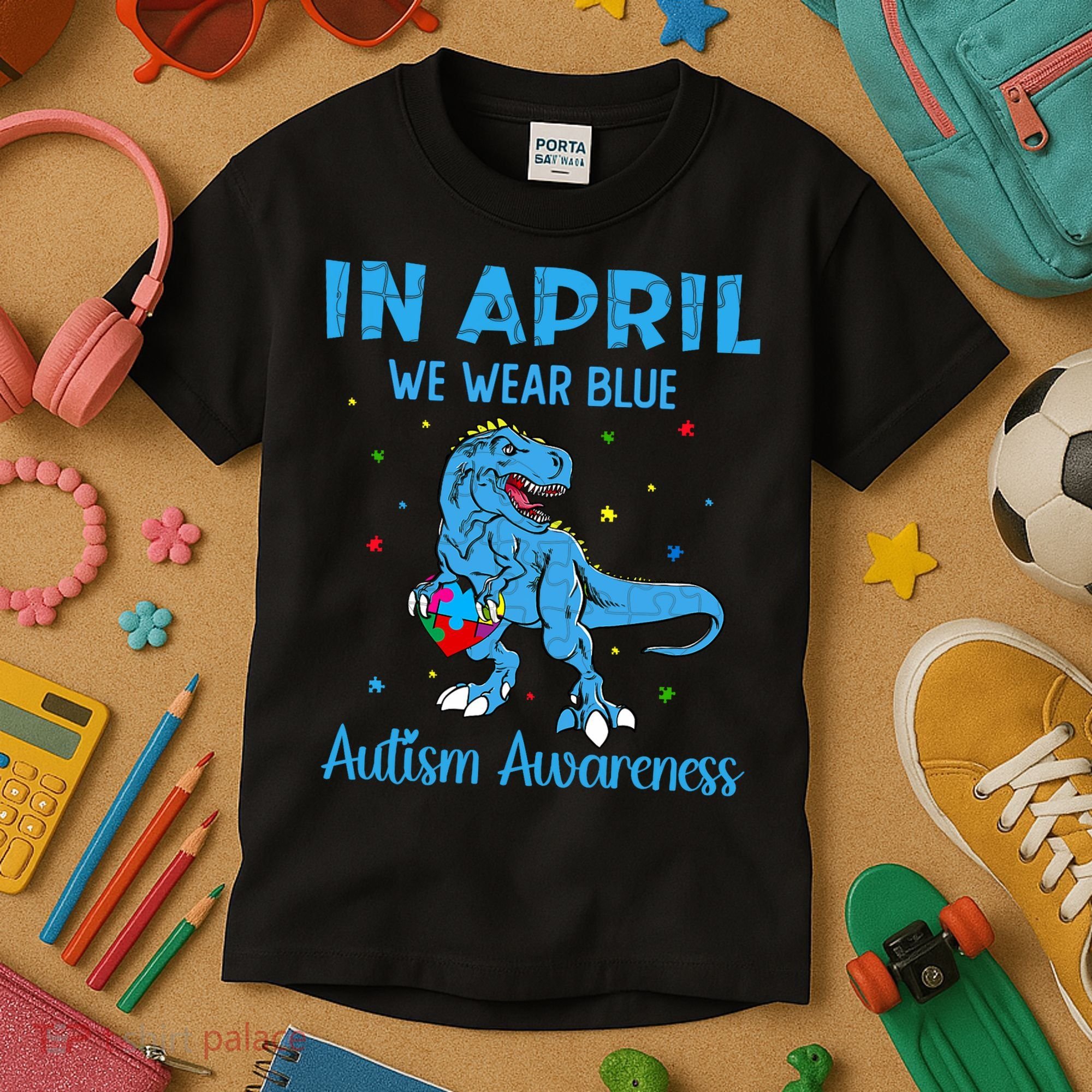 In April We Wear Blue Autism Awareness  Kids T-Shirt