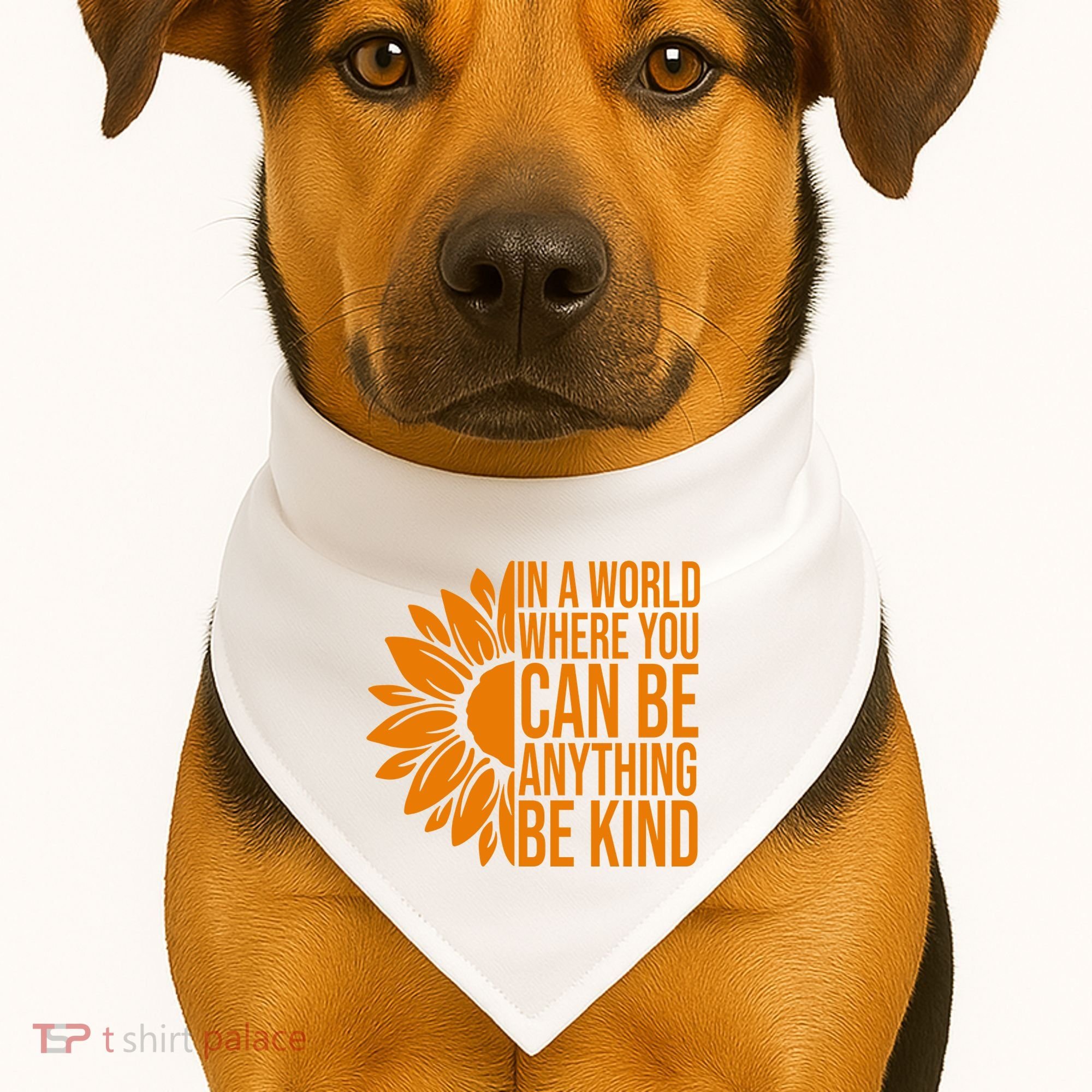 In A World Where You Can Be Anything Be Kind Sunflower Anti Bully USA-Made Doggie Bandana