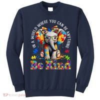 In A World Where You Can Be Anything Be Kind Autism Elephant Sweatshirt thumb 0