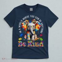 In A World Where You Can Be Anything Be Kind Autism Elephant T-Shirt thumb 5