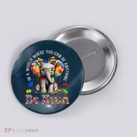 In A World Where You Can Be Anything Be Kind Autism Elephant Button thumb 0