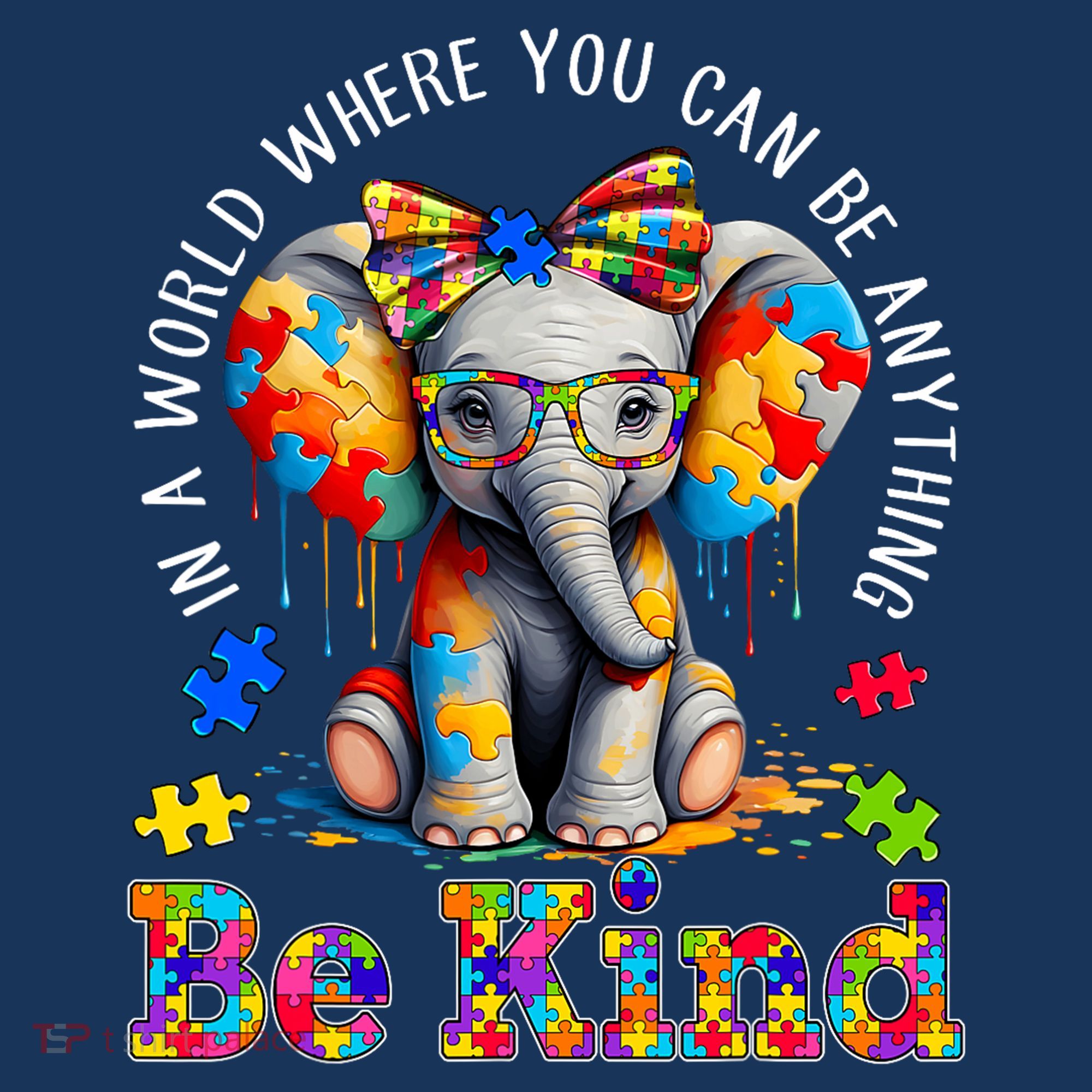 In A World Where You Can Be Anything Be Kind Autism Elephant Women's Hoodie